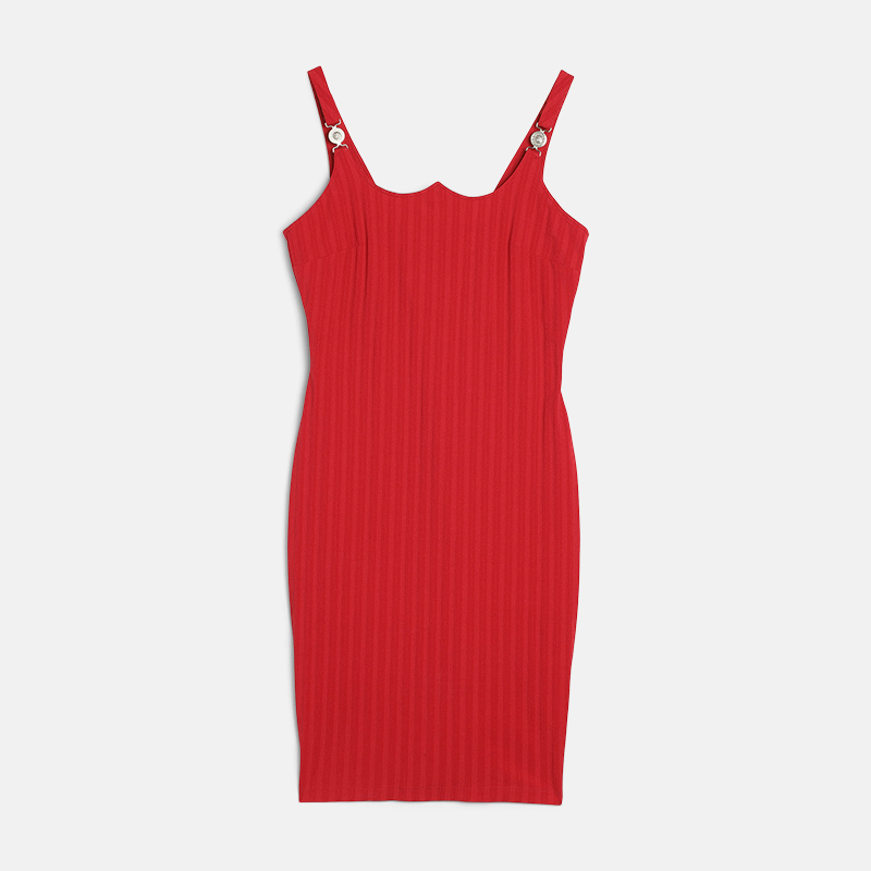 Superfleamarket_Toni_Garrn_clothes_Versace_jeans_couture_vintage_dress_mini_red_logo_details_shop(1)